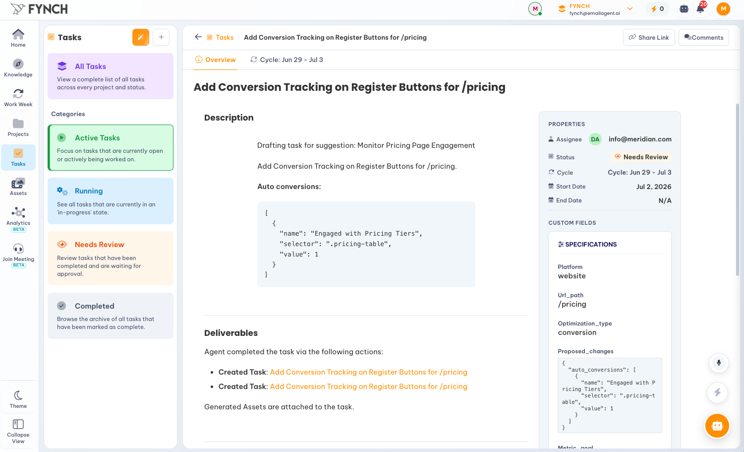 Project & Task Management — Fynch product screenshot